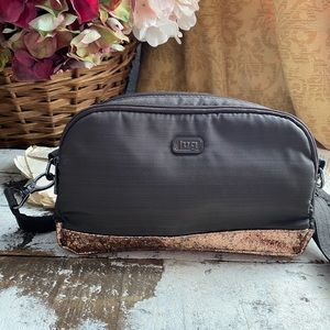 Lug Punter Copper Glitter and Brown Canvas Crossbody